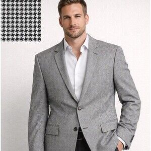 Pronto Moda Sport Coat 50R Silk Wool Cashmere Houndstooth Blazer